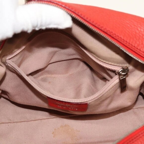 Salvatore Ferragamo Gancini Hand Bag Leather 2way Red Auth 78767 - Picture 12 of 16